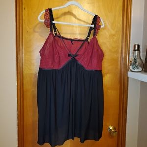 Torrid Babydoll Lingerie Tank Burgundy & Black Size 6